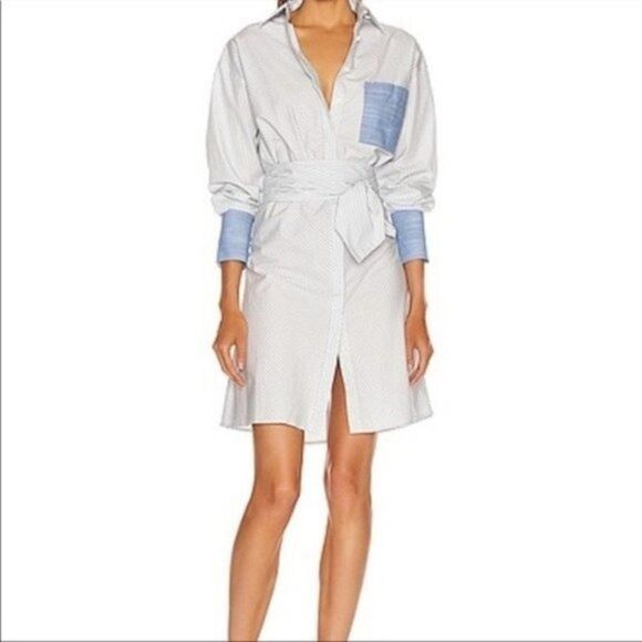 Frame Denim Dresses & Skirts - Frame Stripe Wrap Dress Long Sleeve T Shirt Dress Front Buttons sz Small NWT
